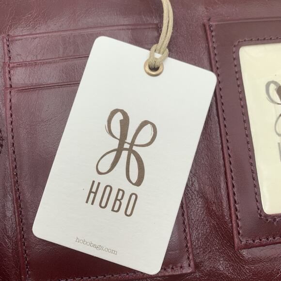 HOBO INTERNATIONAL LAUREN Leather Clutch Double Frame Wallet Merlot NWT - Picture 4 of 8
